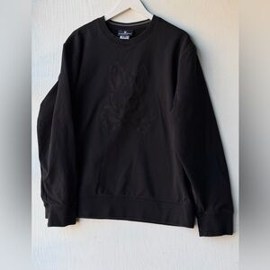 Psycho Bunny Sweatshirt Mens 3XL Tonal Big Skull Logo Crewneck Pullover Black